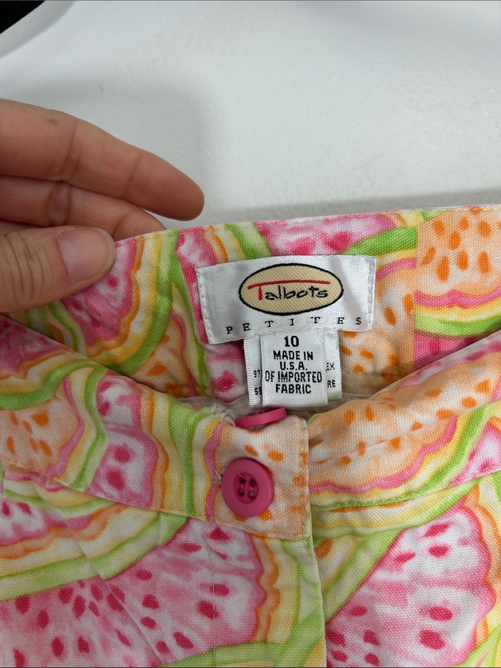 Vintage Talbots Watermelon Print Pastel Capri Pants size 10P (10 petite) - Picture 4 of 8